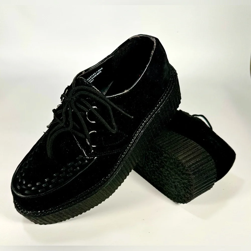 DEMONIA Black Vegan faux Suede Men’s V Creeper 502s Loafer Unisex